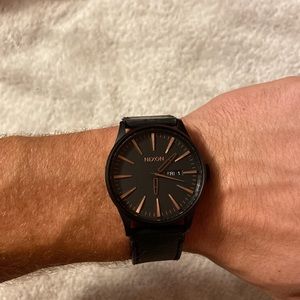 Nixon watch Black and Copper leather Sentry